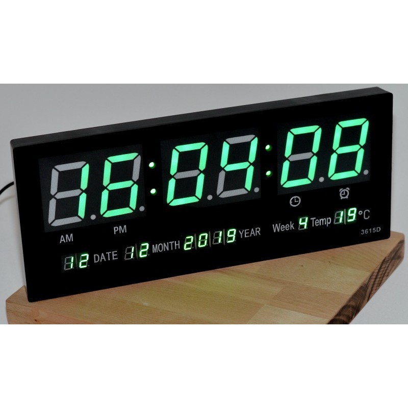 Ceas de perete cu afisaj digital, termometru, calendar