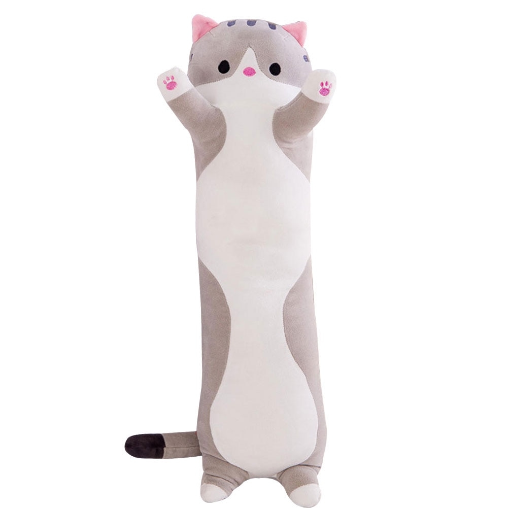 Product Image for Jucarie pisica plus lunga, tip perna, lavabila, umplutura hipoalergenica, pentru copii si adulti, lungime 100 cm